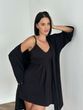 Бавовняний Халат кімоно, Чорний 2XL/3XL